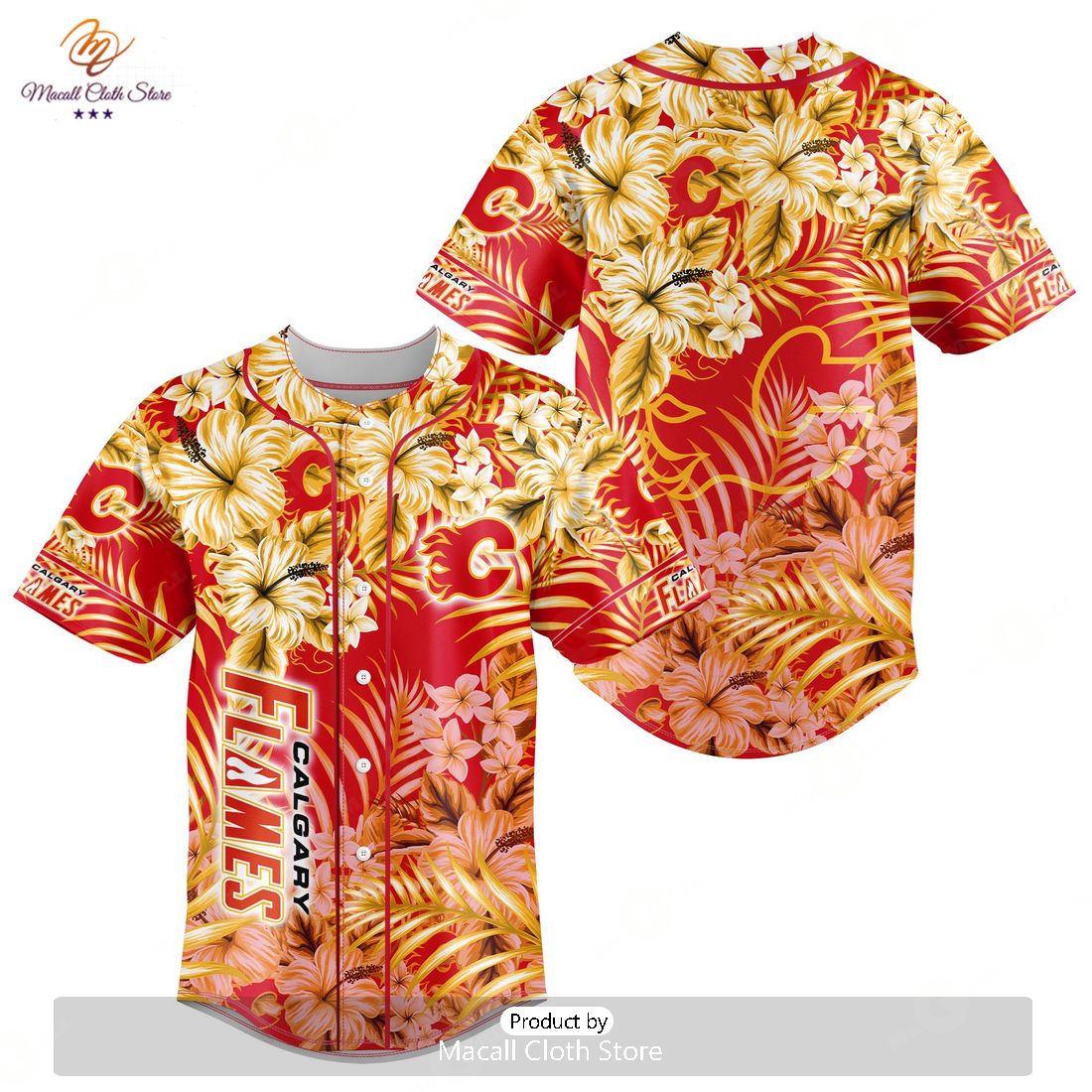 NHL Calgary Flames Special Hawaiian Design Baseball Jersey