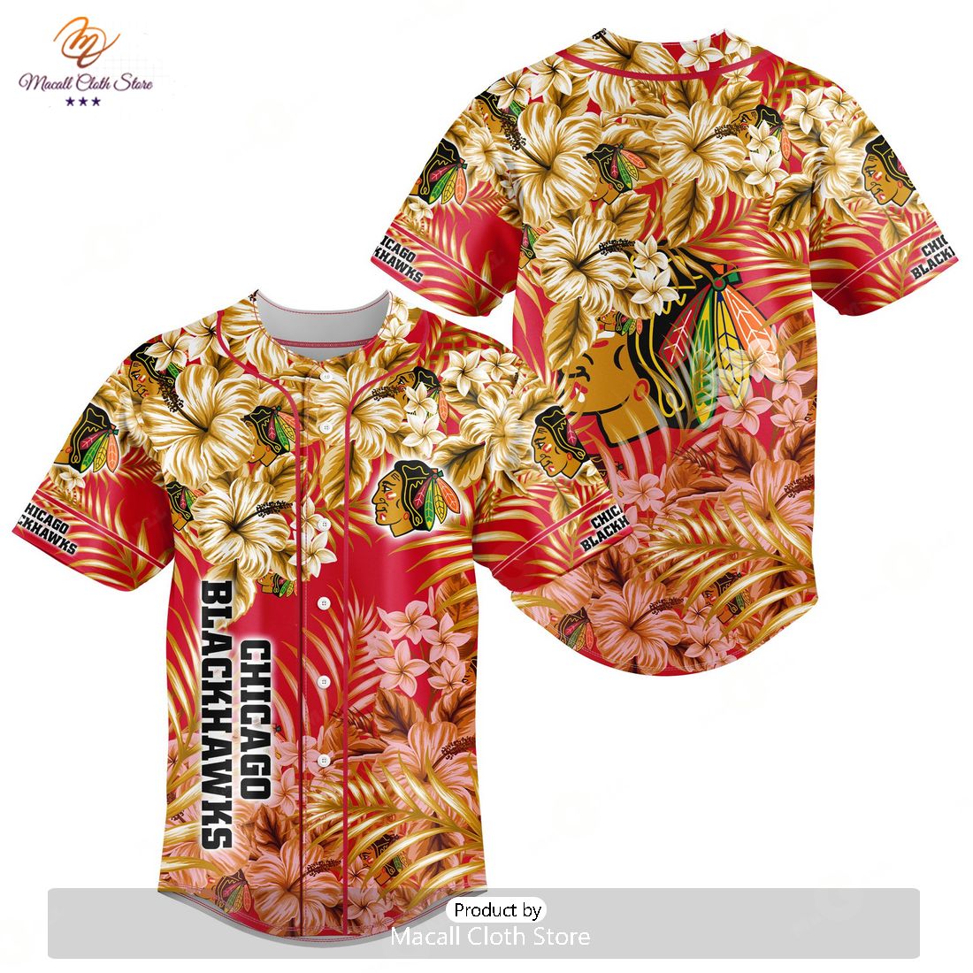NHL Chicago Blackhawks Special Hawaiian Design Baseball Jersey