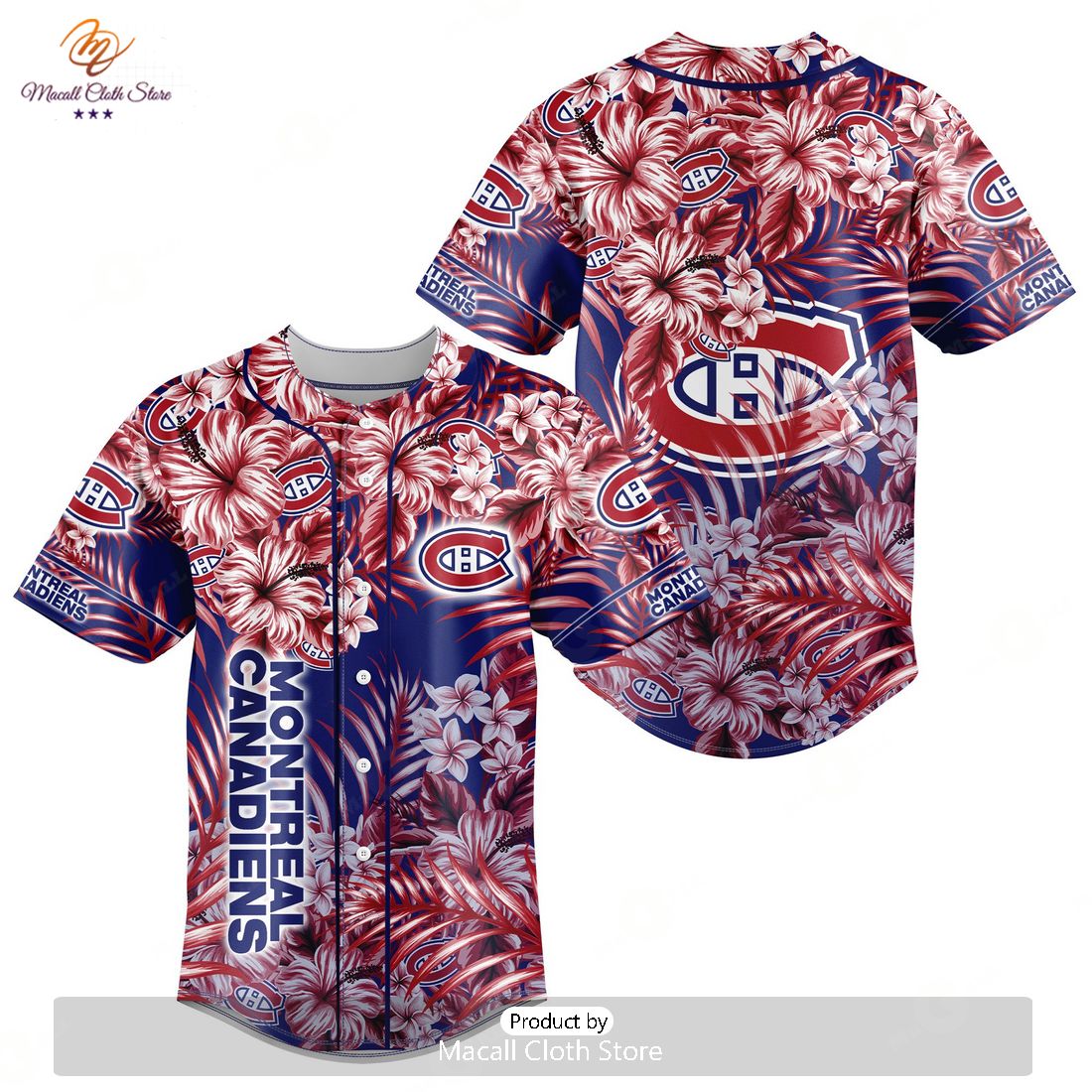 NHL Montreal Canadiens Special Hawaiian Design Baseball Jersey NHL Montreal Canadiens Special Hawaiian Design Baseball Jersey