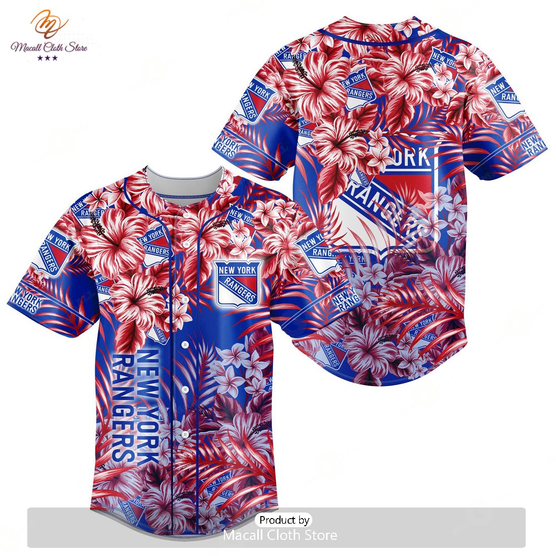 NHL New York Rangers Special Hawaiian Design Baseball Jersey NHL New York Rangers Special Hawaiian Design Baseball Jersey
