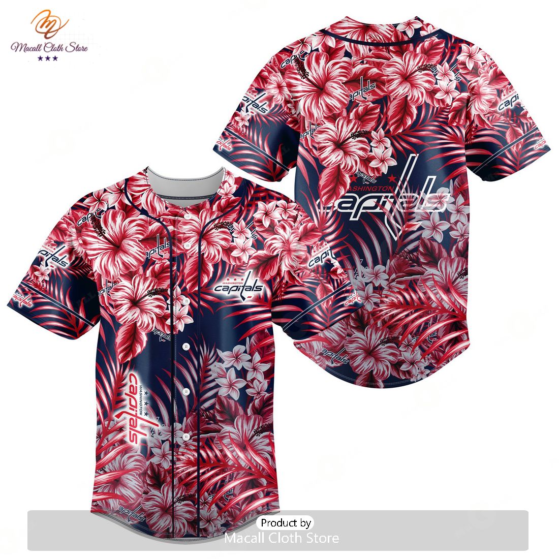 NHL Washington Capitals Special Hawaiian Design Baseball Jersey NHL Washington Capitals Special Hawaiian Design Baseball Jersey
