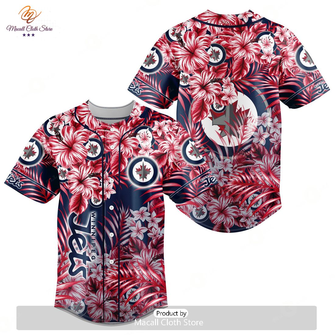 NHL Winnipeg Jets Special Hawaiian Design Baseball Jersey NHL Winnipeg Jets Special Hawaiian Design Baseball Jersey