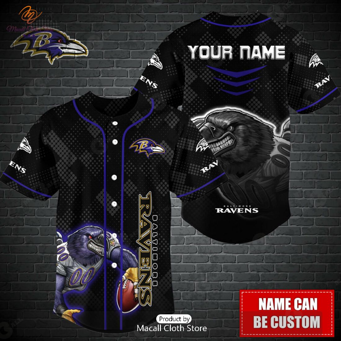 Personalized Baltimore Ravens NFL Grids Luxury Baseball Jersey