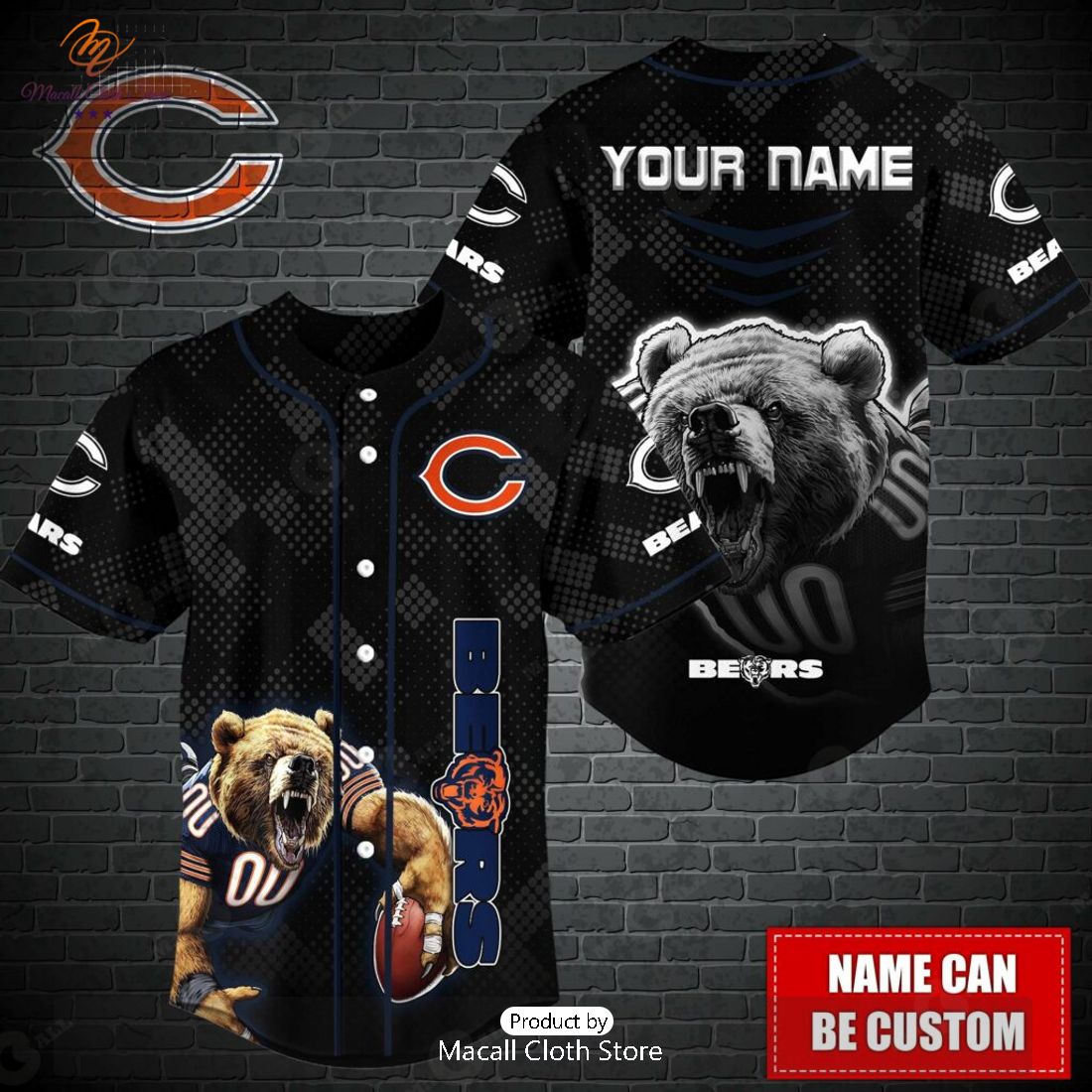 Personalized Chicago Bears NFL Grids Luxury Baseball Jersey Personalized Chicago Bears NFL Grids Luxury Baseball Jersey