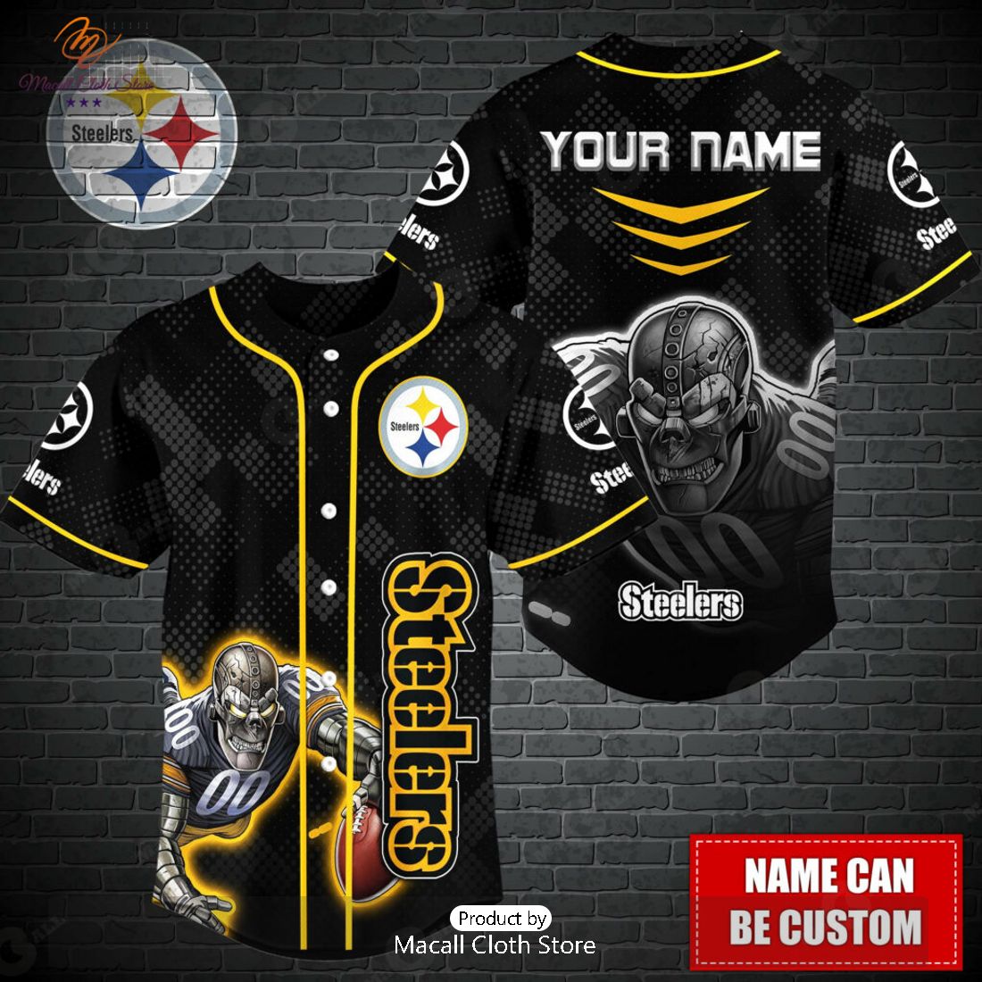 Personalized Pittsburgh Steelers NFL Grids Luxury Baseball Jersey Personalized Pittsburgh Steelers NFL Grids Luxury Baseball Jersey