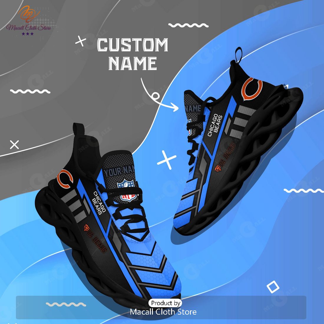 Personalized Chicago Bears NFL Sports Team Max Soul Sneaker Personalized Chicago Bears NFL Sports Team Max Soul Sneaker