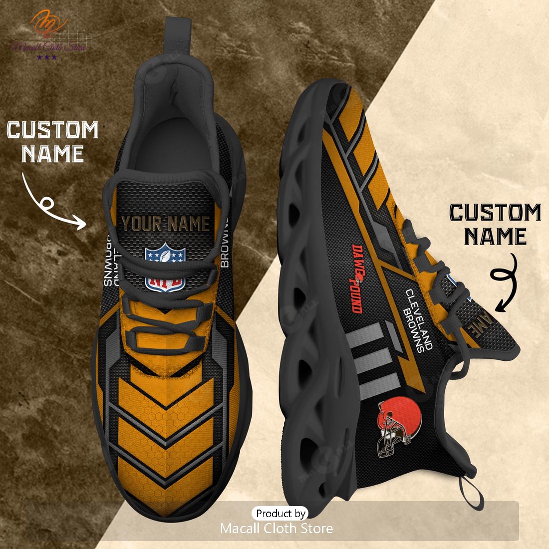 Personalized Cleveland Browns NFL Sports Team Max Soul Sneaker Personalized Cleveland Browns NFL Sports Team Max Soul Sneaker