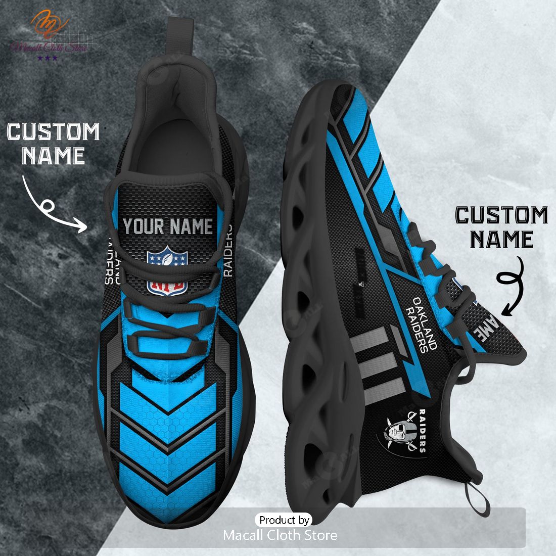 Personalized Oakland Raiders NFL Sports Team Max Soul Sneaker Personalized Oakland Raiders NFL Sports Team Max Soul Sneaker