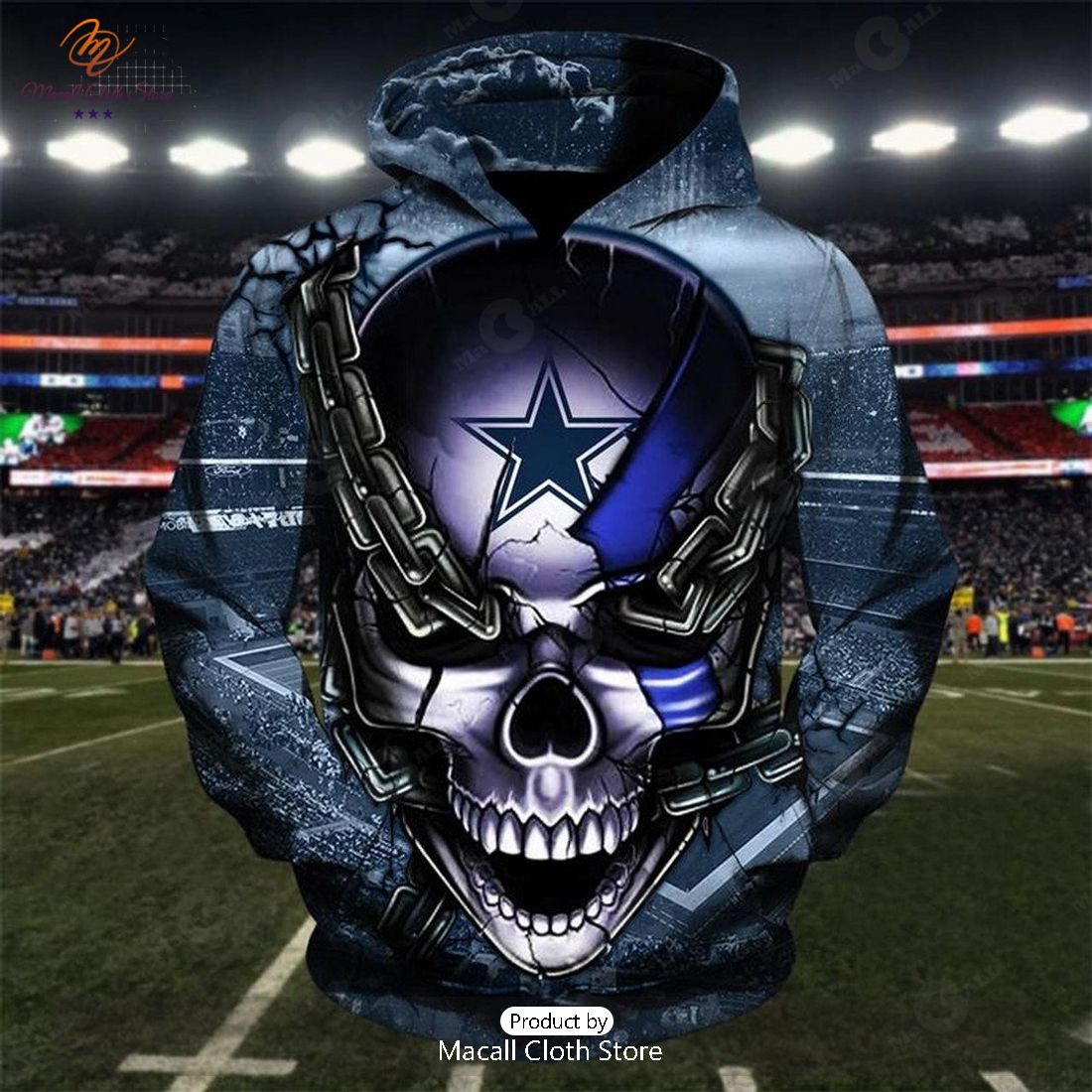 Dallas Cowboys Legends Luxury Blue Skull Hoodie Sweatshirt 3D Dallas Cowboys Legends Luxury Blue Skull Hoodie Sweatshirt 3D