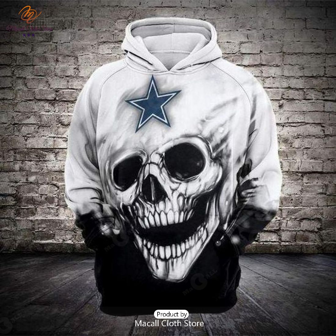 Dallas Cowboys Premium Skull Hoodie Sweatshirt 3D Dallas Cowboys Premium Skull Hoodie Sweatshirt 3D