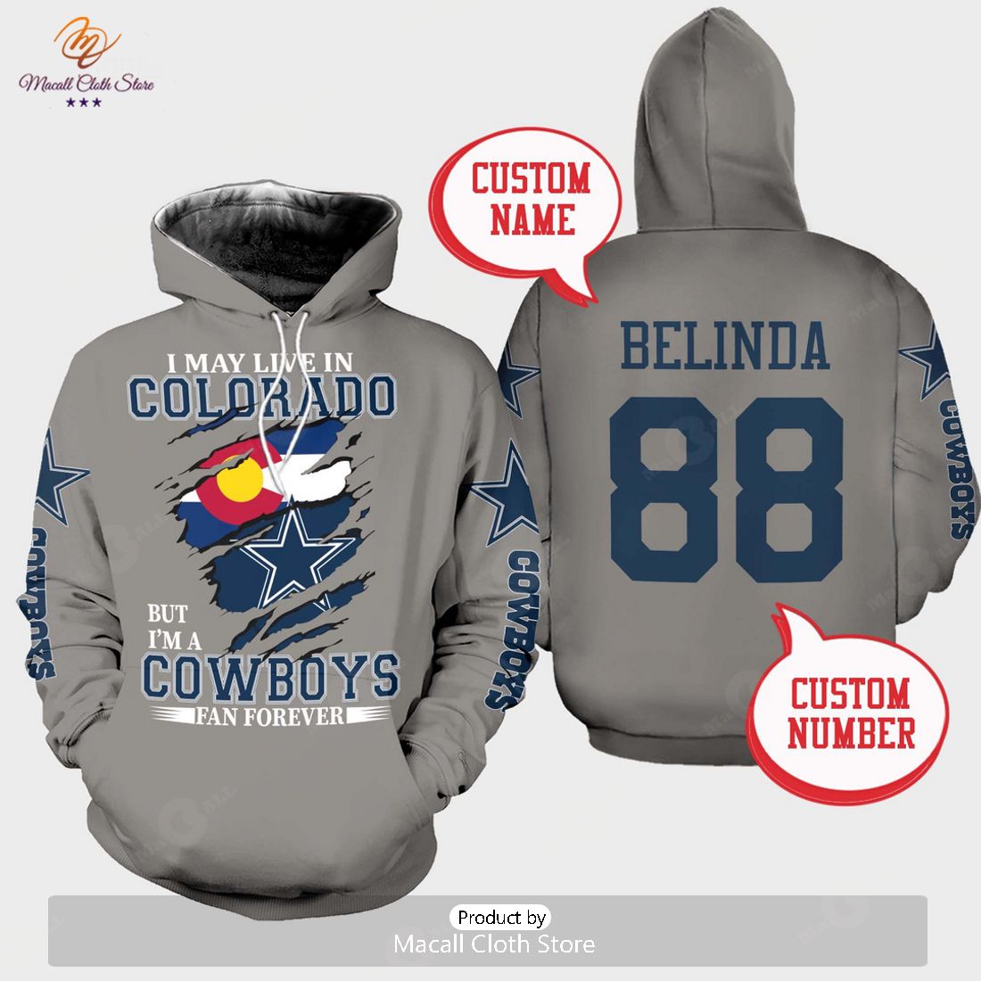 Personalized Colorado Cowboys Fan Premium Hoodie Sweatshirt 3D Personalized Colorado Cowboys Fan Premium Hoodie Sweatshirt 3D