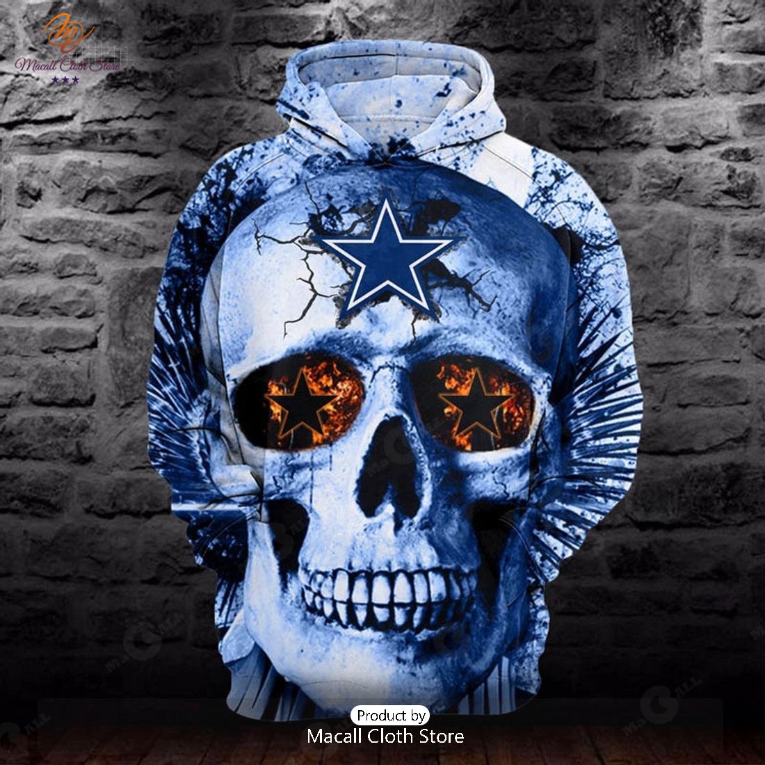 Premium Dallas Cowboys Legends Blue Skull Hoodie Sweatshirt 3D Premium Dallas Cowboys Legends Blue Skull Hoodie Sweatshirt 3D