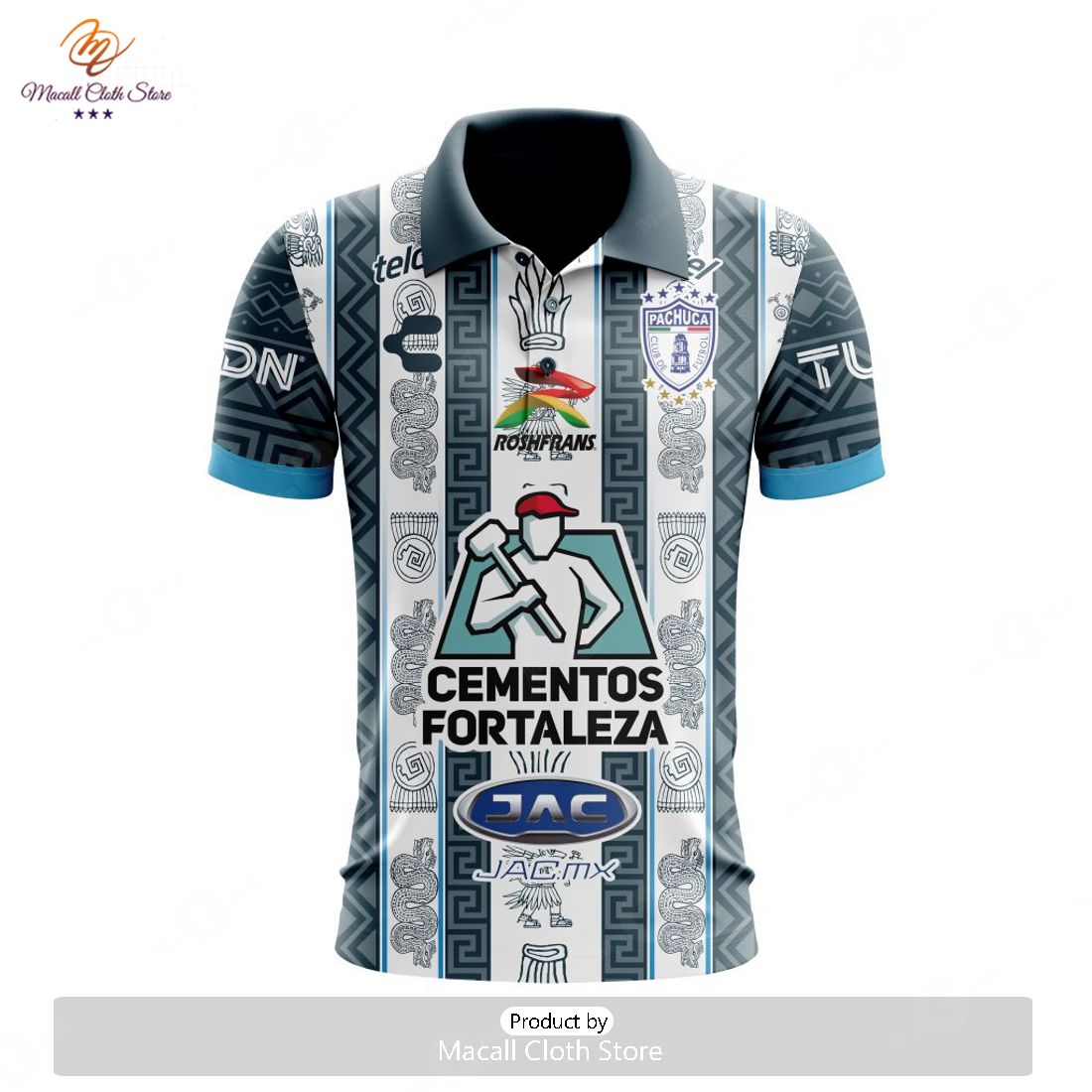 LIGA MX Club America 2023 - 2024 Home Aztec Design Polo Shirt