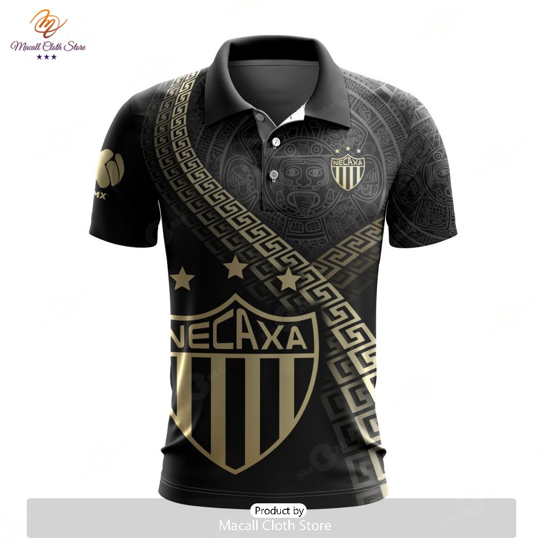 HOT Personalized LIGA MX Club Necaxa Special Black And Gold Design Polo HOT Personalized LIGA MX Club Necaxa Special Black And Gold Design Polo
