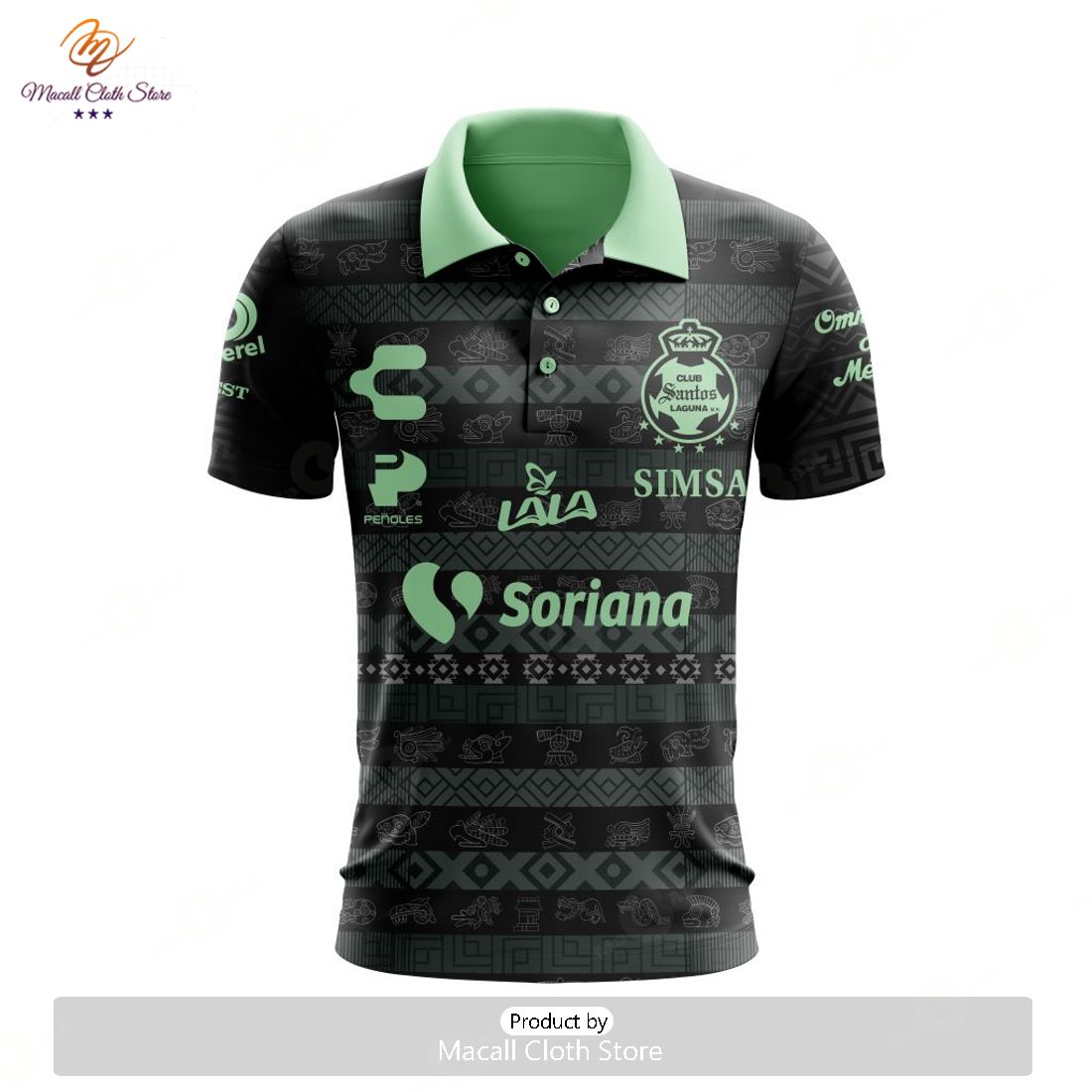 HOT Personalized LIGA MX Club Santos Laguna 2023-2024 Away Aztec Design Polo
