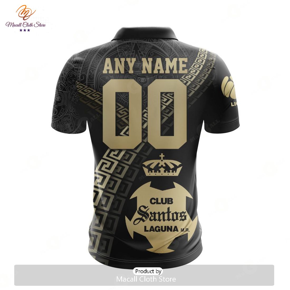 HOT Personalized LIGA MX Club Santos Laguna Special Black And Gold Design Polo