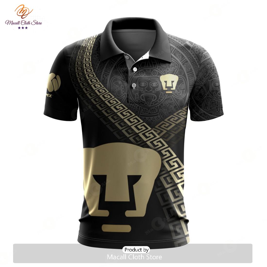 HOT Personalized LIGA MX Pumas UNAM Special Black And Gold Design Polo HOT Personalized LIGA MX Pumas UNAM Special Black And Gold Design Polo