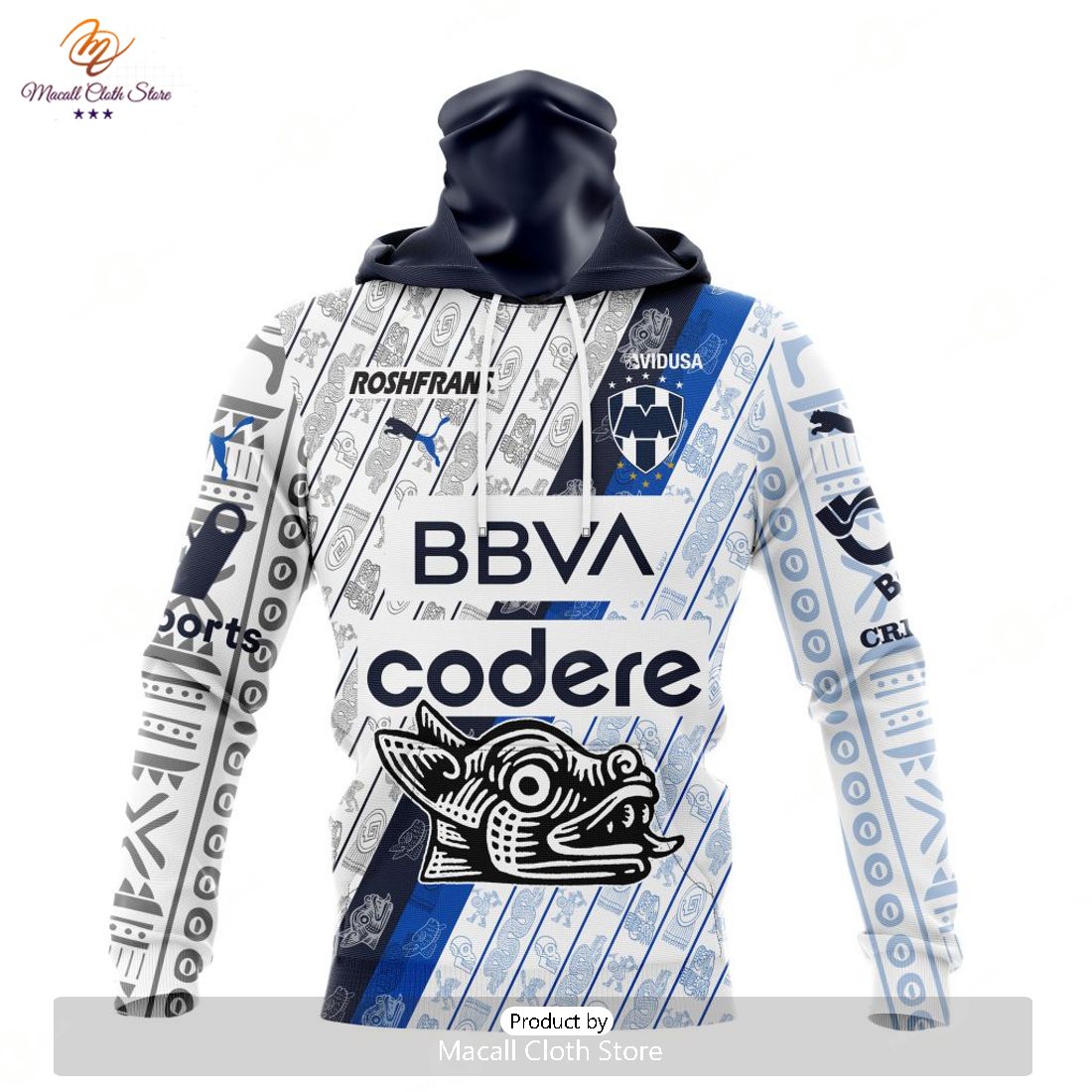 HOT Personalized LIGA MX C.F. Monterrey 2023-2024 Away Aztec Design Hoodie Sweatshirt 3D HOT Personalized LIGA MX C.F. Monterrey 2023-2024 Away Aztec Design Hoodie Sweatshirt 3D