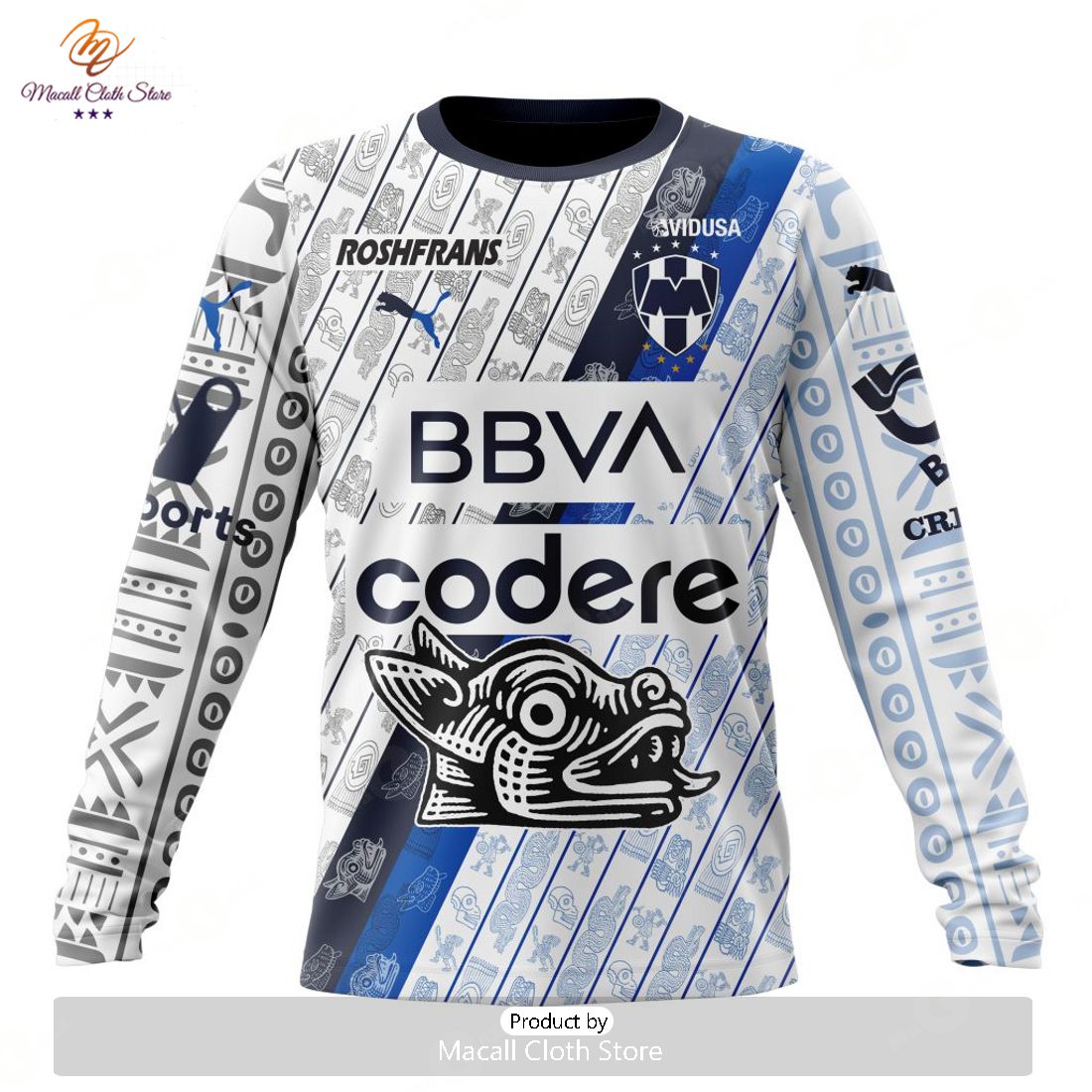 HOT Personalized LIGA MX C.F. Monterrey 2023-2024 Away Aztec Design Hoodie Sweatshirt 3D HOT Personalized LIGA MX C.F. Monterrey 2023-2024 Away Aztec Design Hoodie Sweatshirt 3D