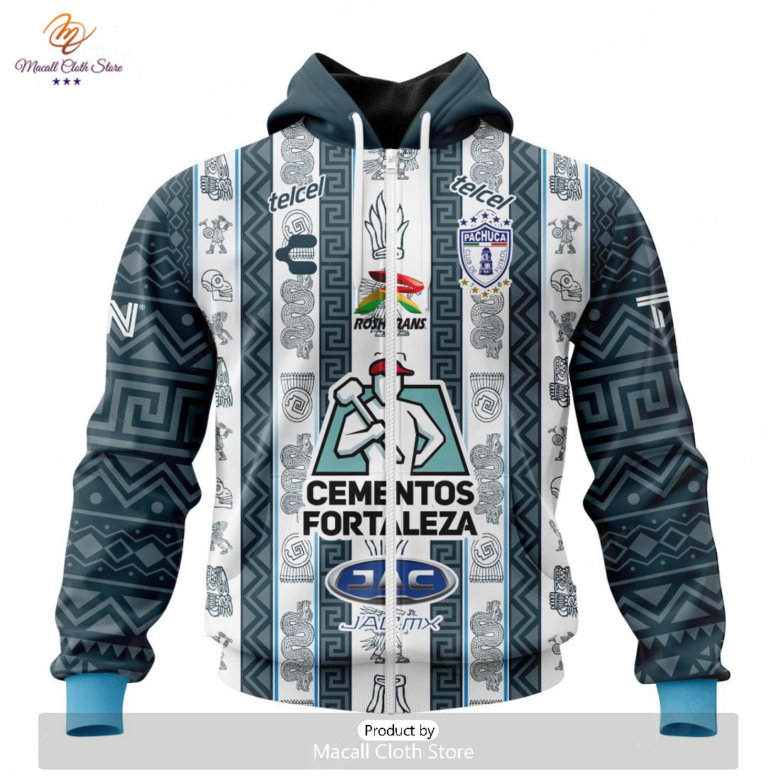 HOT Personalized LIGA MX C.F. Pachuca 2023-2024 Home Aztec Design Hoodie Sweatshirt 3D