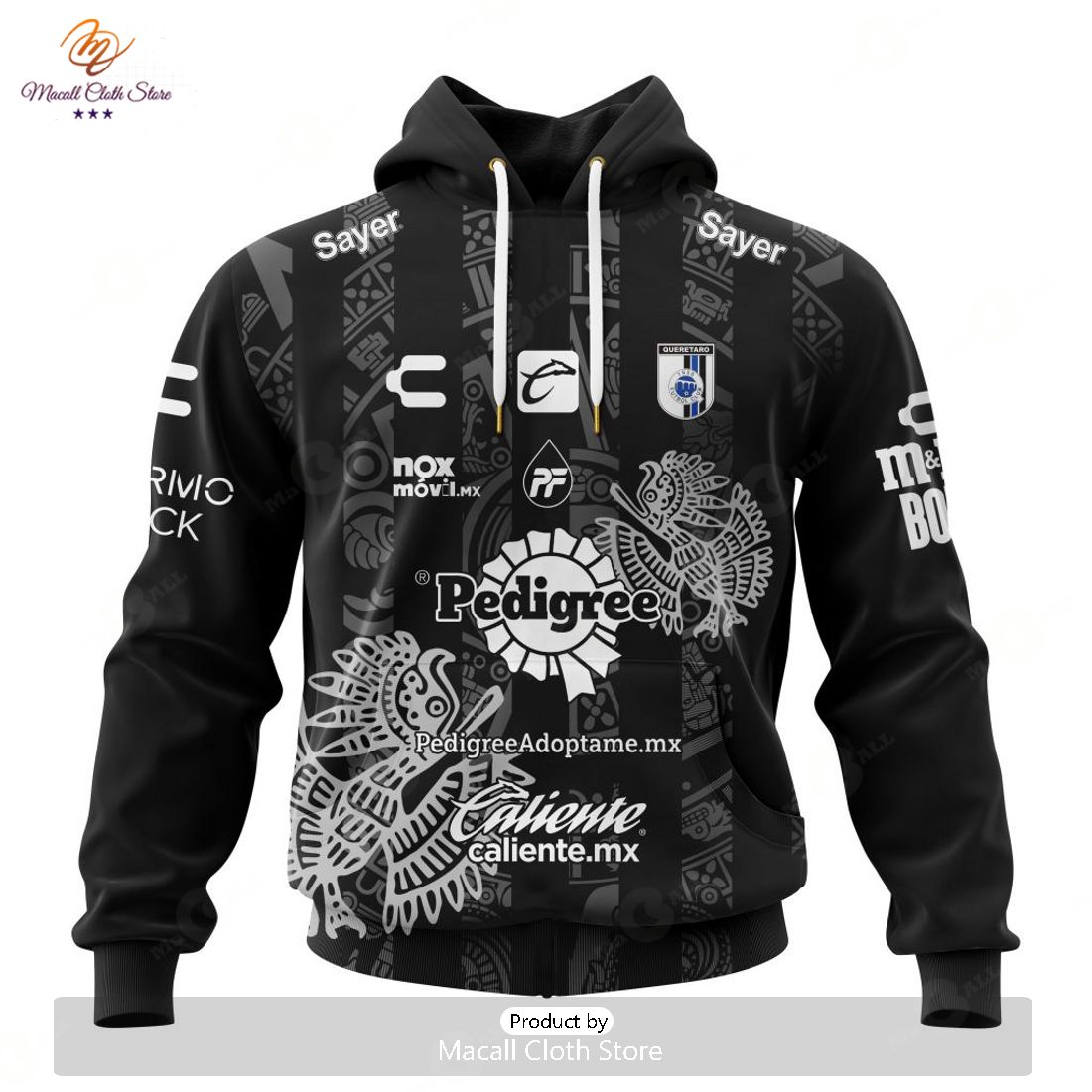 HOT Personalized LIGA MX Queretaro F.C 2023-2024 Away Aztec Design Hoodie Sweatshirt 3D HOT Personalized LIGA MX Queretaro F.C 2023-2024 Away Aztec Design Hoodie Sweatshirt 3D