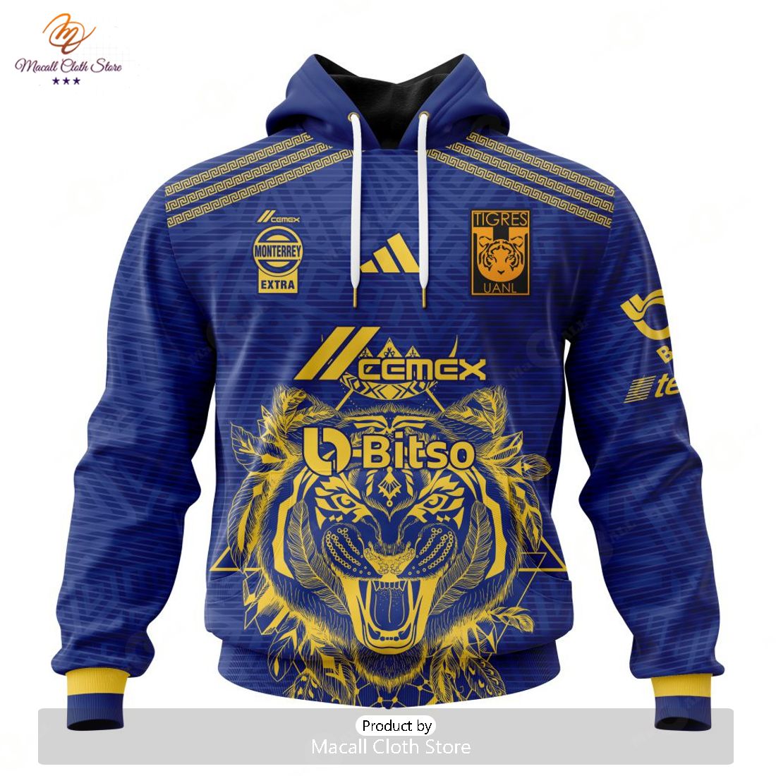 HOT Personalized LIGA MX Tigres UANL 2023 – 2024 Away Aztec Design Hoodie Sweatshirt 3D