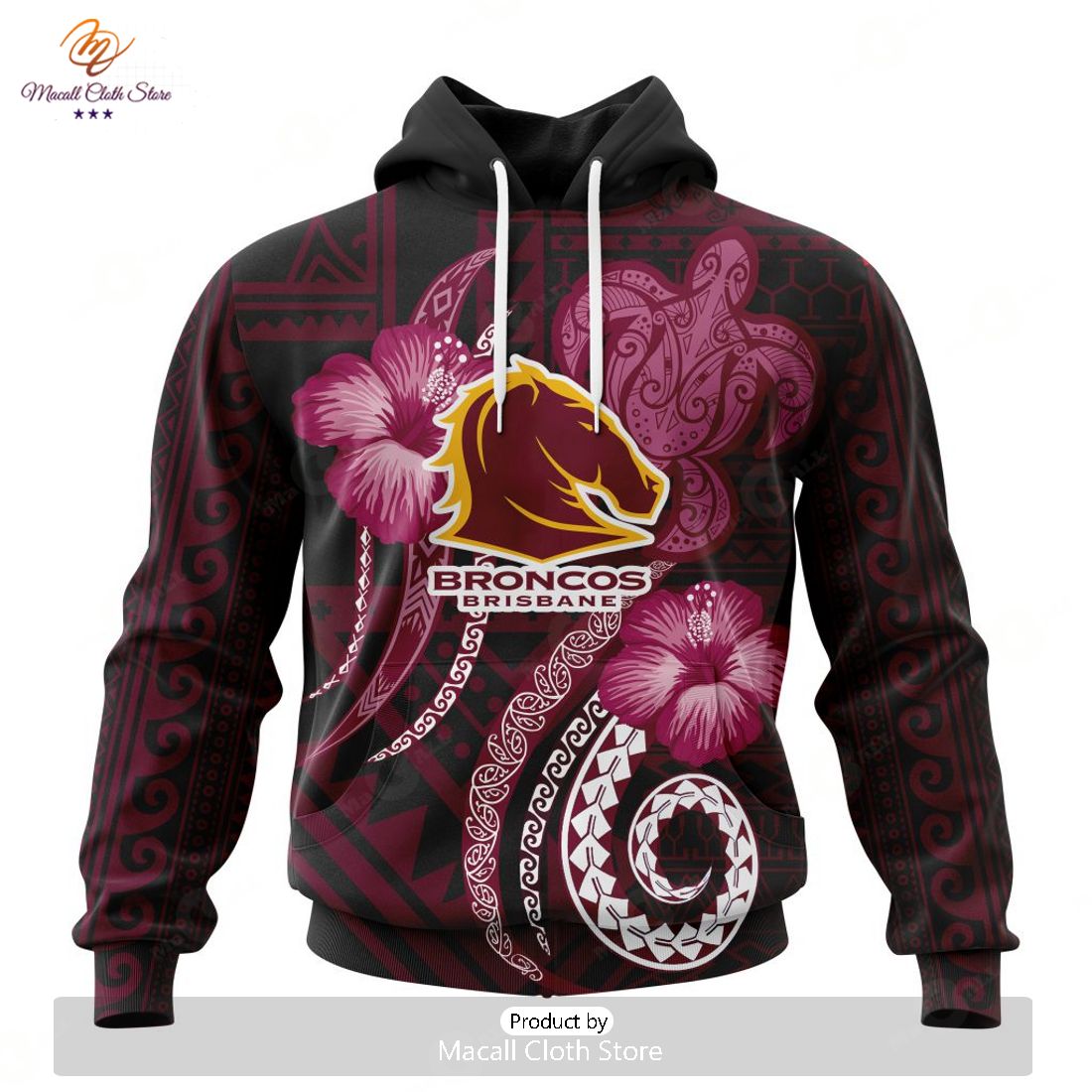 Personalize NRL Brisbane Broncos Special Polynesian Design Hoodie Sweatshirt 3D
