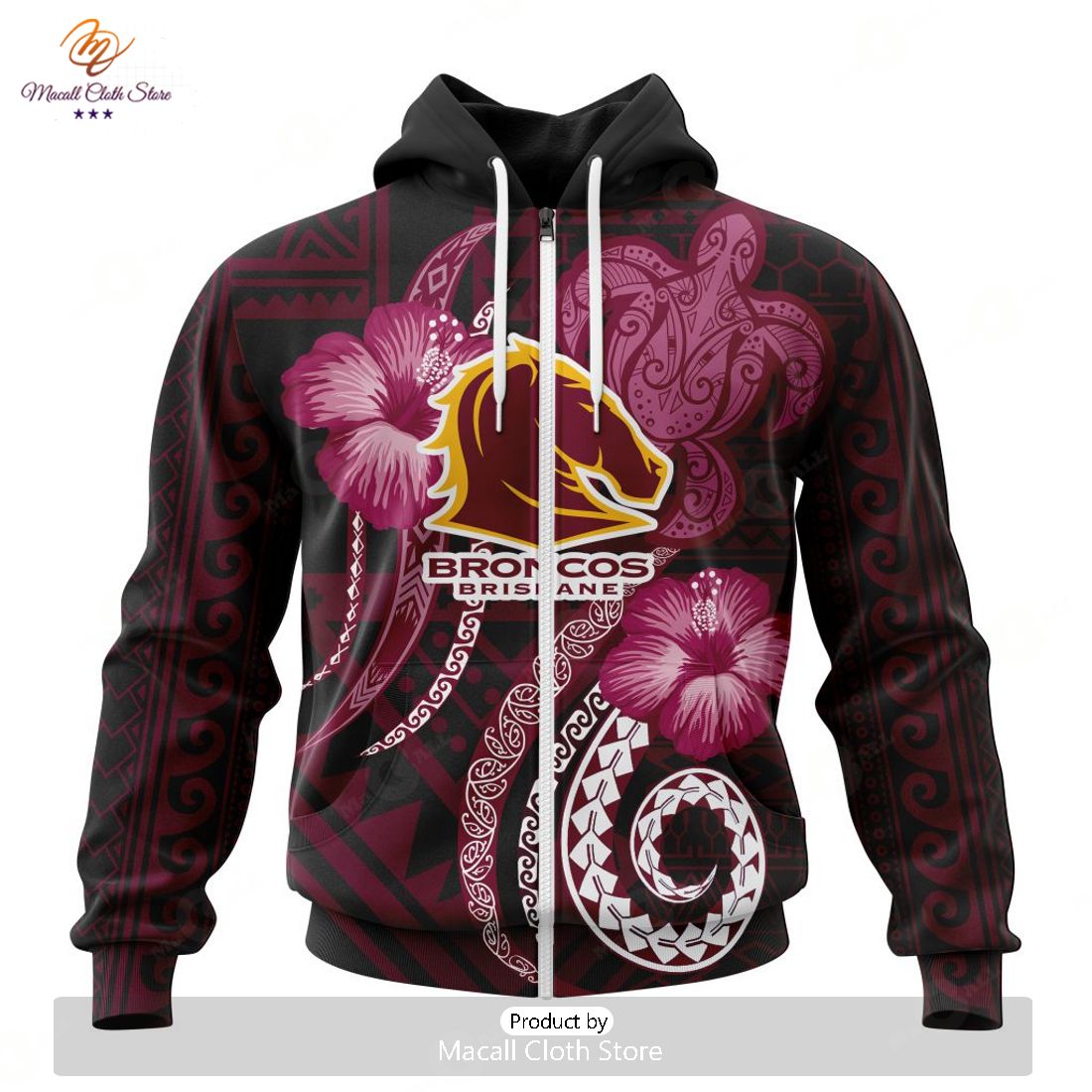 Personalize NRL Brisbane Broncos Special Polynesian Design Hoodie Sweatshirt 3D