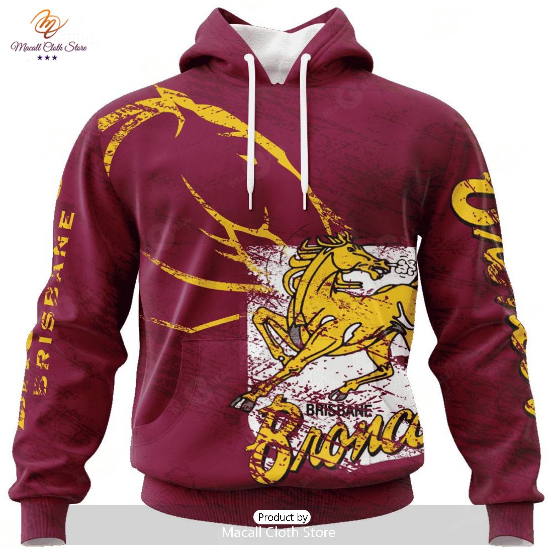 Personalize NRL Brisbane Broncos Special Retro Logo Design Hoodie Sweatshirt 3D