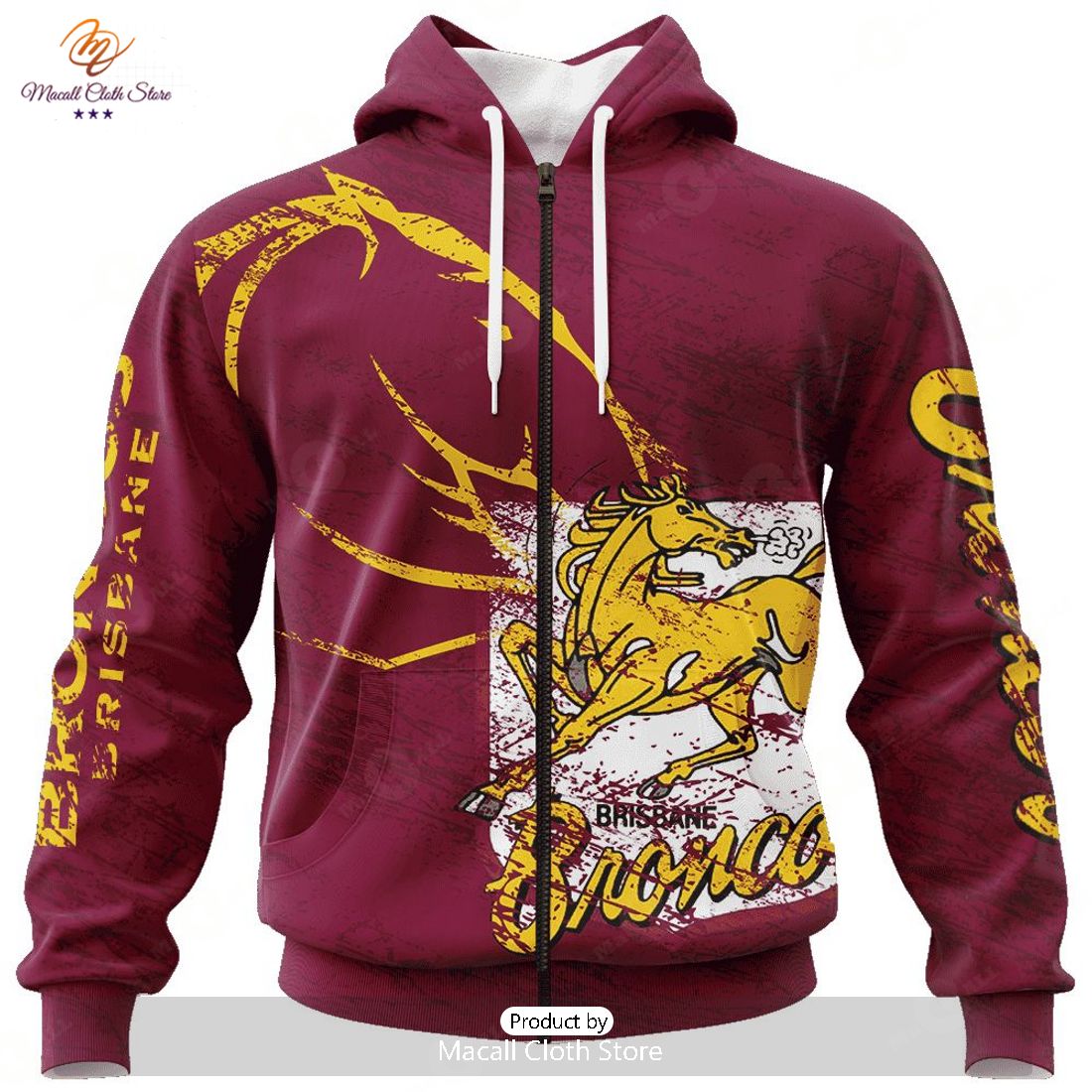 Personalize NRL Brisbane Broncos Special Retro Logo Design Hoodie Sweatshirt 3D