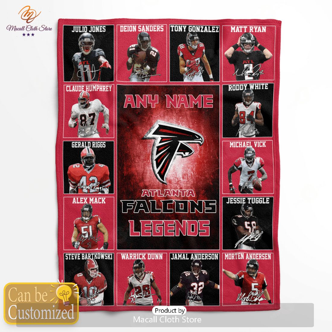 HOT Custom Name Atlanta Falcons Legends Fleece Blanket