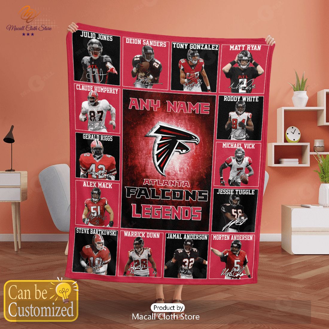 HOT Custom Name Atlanta Falcons Legends Fleece Blanket