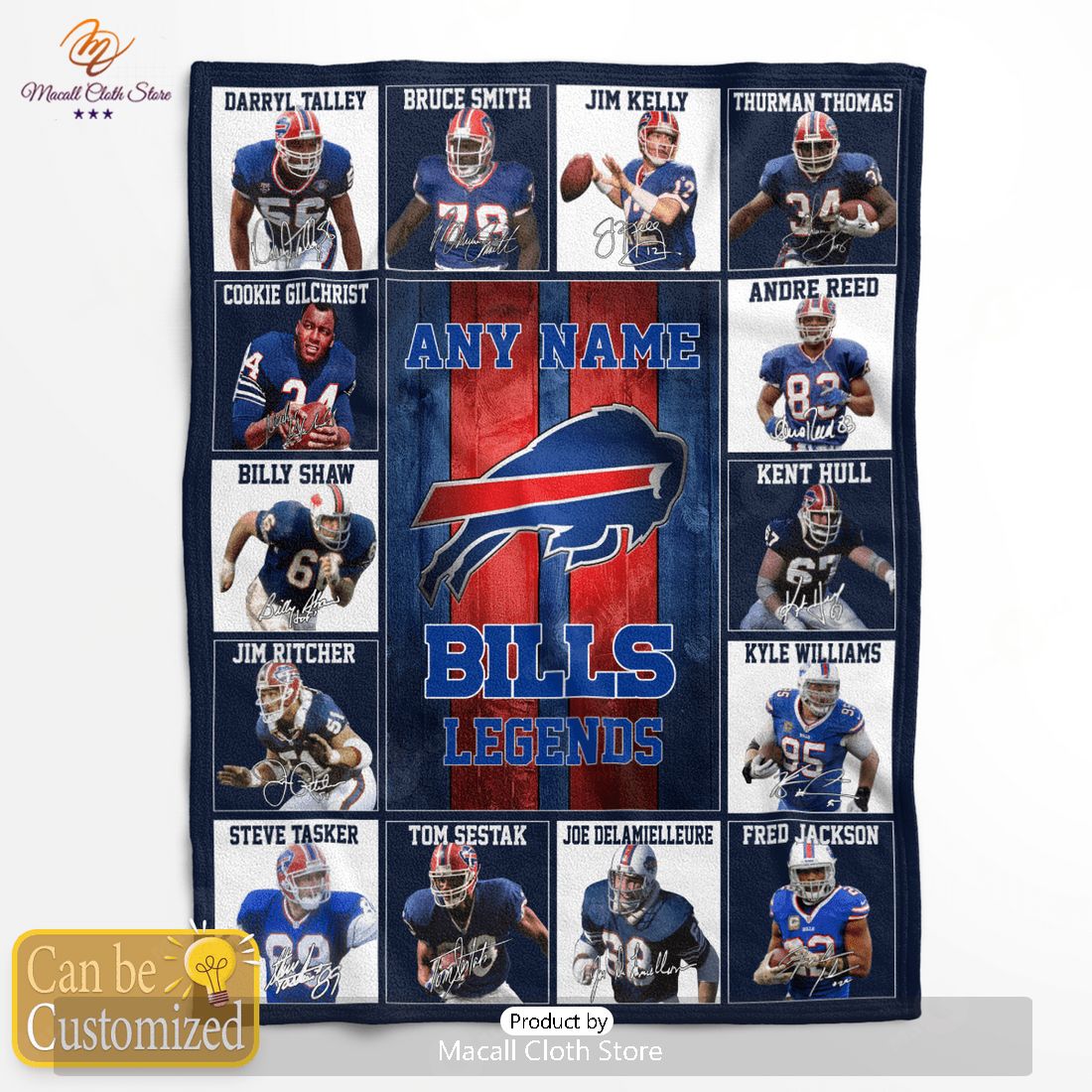 HOT Custom Name Buffalo Bills Legends Fleece Blanket