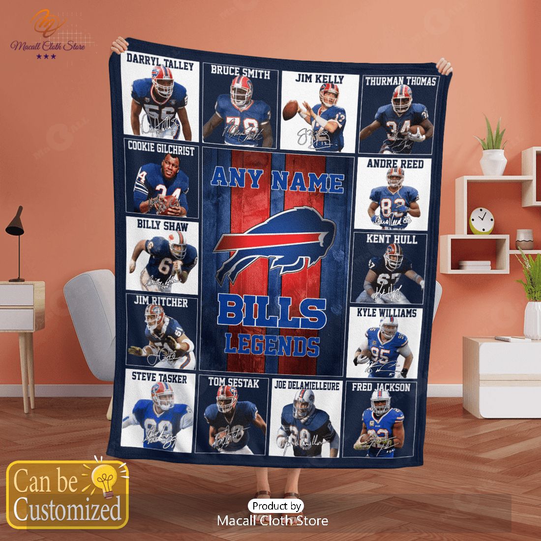 HOT Custom Name Buffalo Bills Legends Fleece Blanket