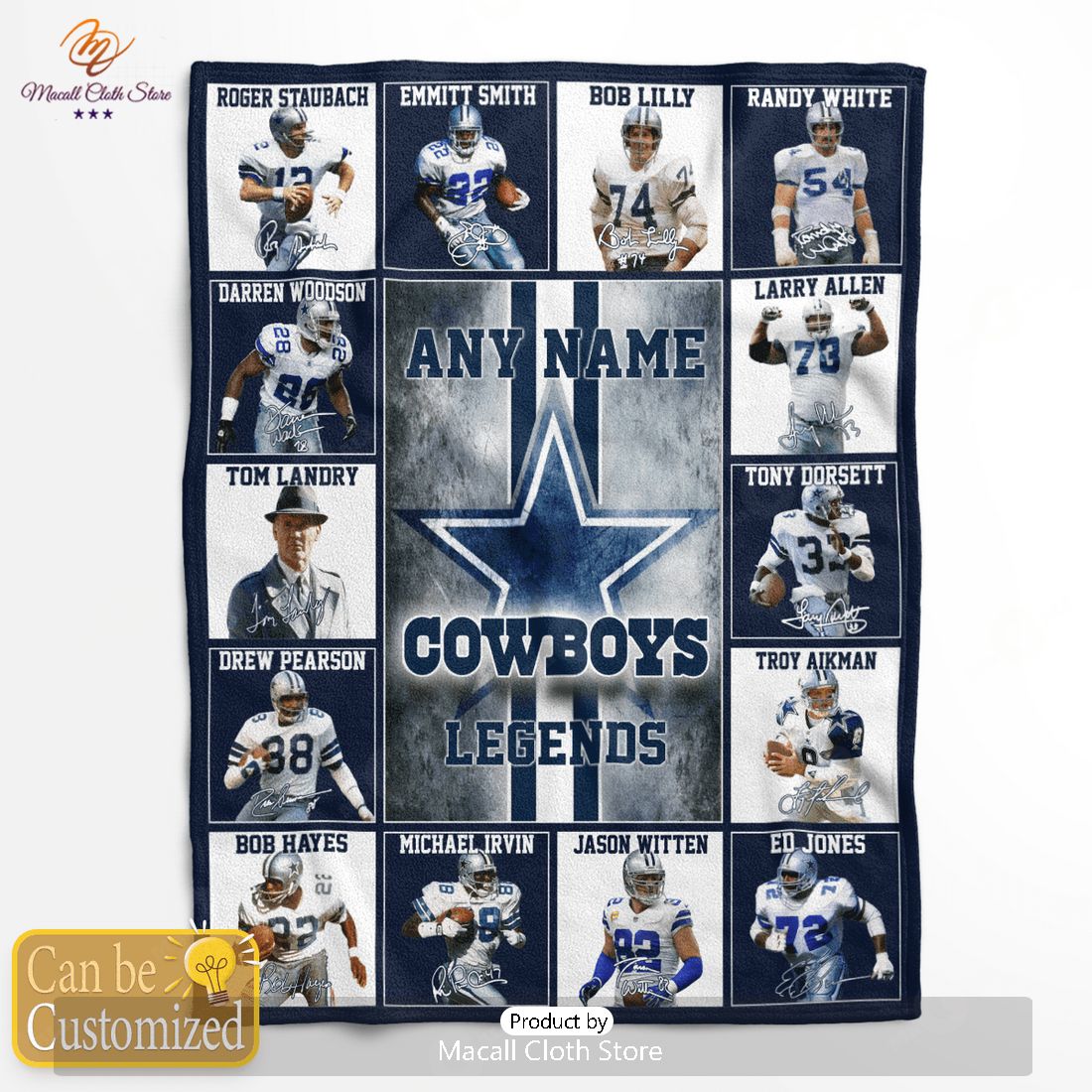 HOT Custom Name Dallas Cowboys Legends Fleece Blanket HOT Custom Name Dallas Cowboys Legends Fleece Blanket