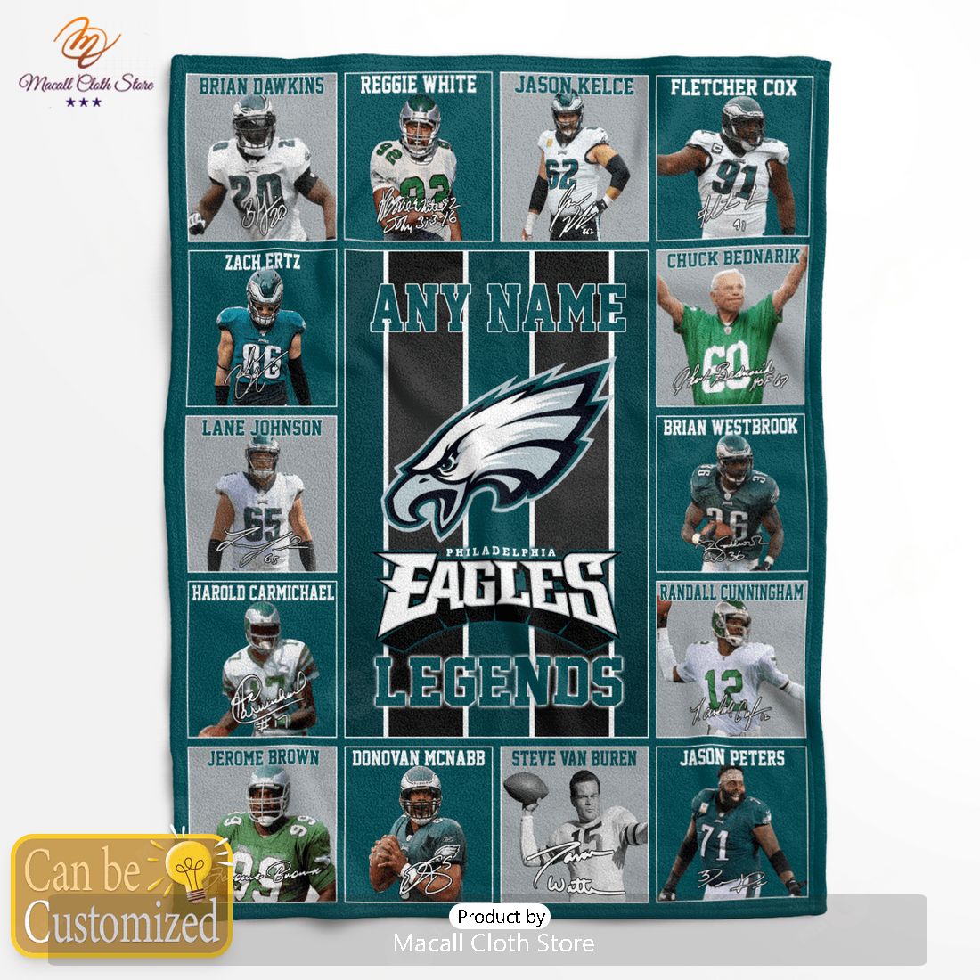HOT Custom Name Philadelphia Eagles Legends Fleece Blanket HOT Custom Name Philadelphia Eagles Legends Fleece Blanket