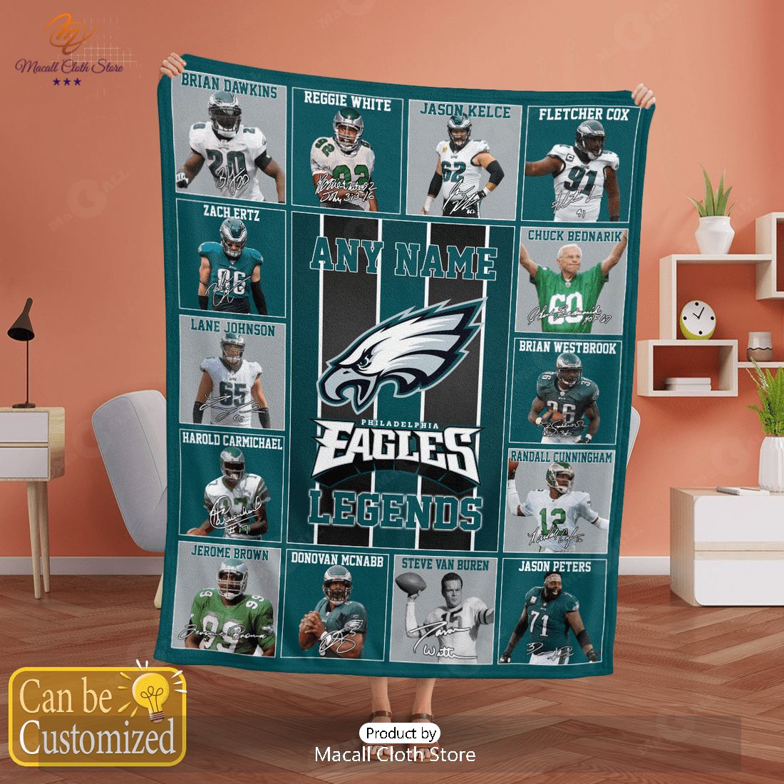 Custom Name Philadelphia Eagles Legends Fleece Blanket - Torunstyle