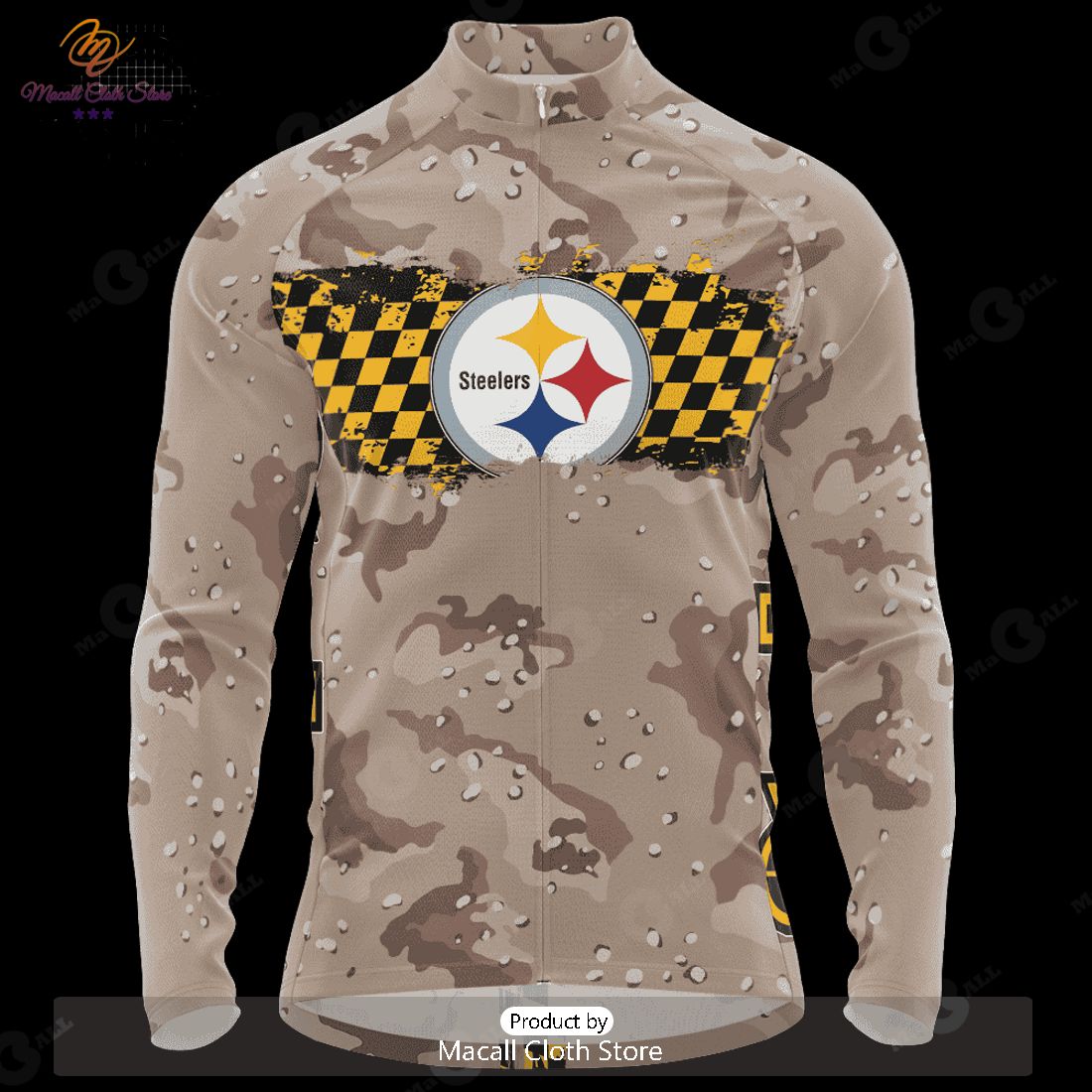 NEW NFL Pittsburgh Steelers Special Desert Camo Design Cycling Jersey Hoodie