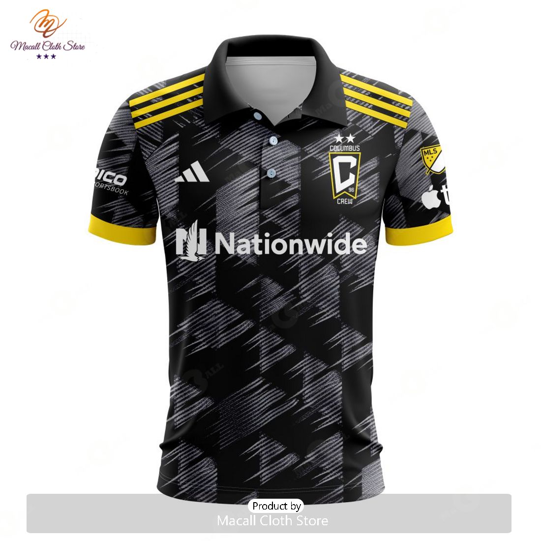 HOT MLS Columbus Crew 2023 Away Custom Polo HOT MLS Columbus Crew 2023 Away Custom Polo