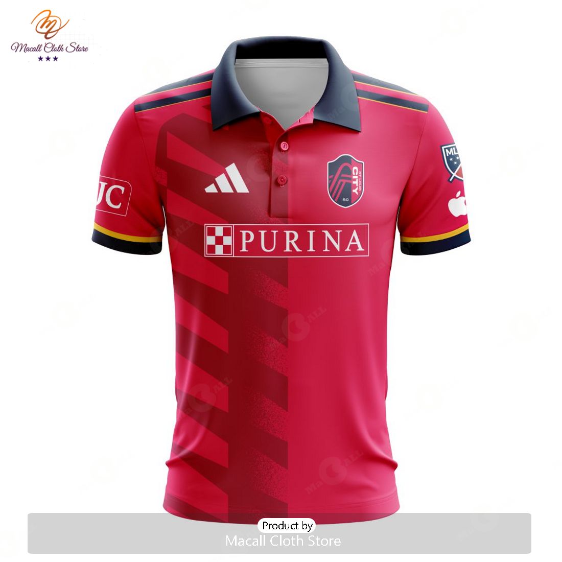 HOT MLS St. Louis City SC 2023 Home CITY Kit Custom Polo HOT MLS St. Louis City SC 2023 Home CITY Kit Custom Polo