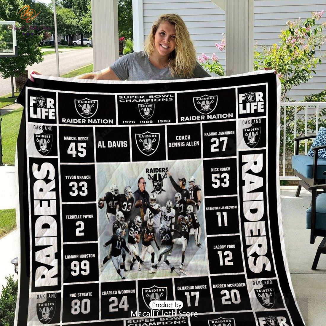 HOT Oakland Raiders All Season Plus Size Quilt Blanket
