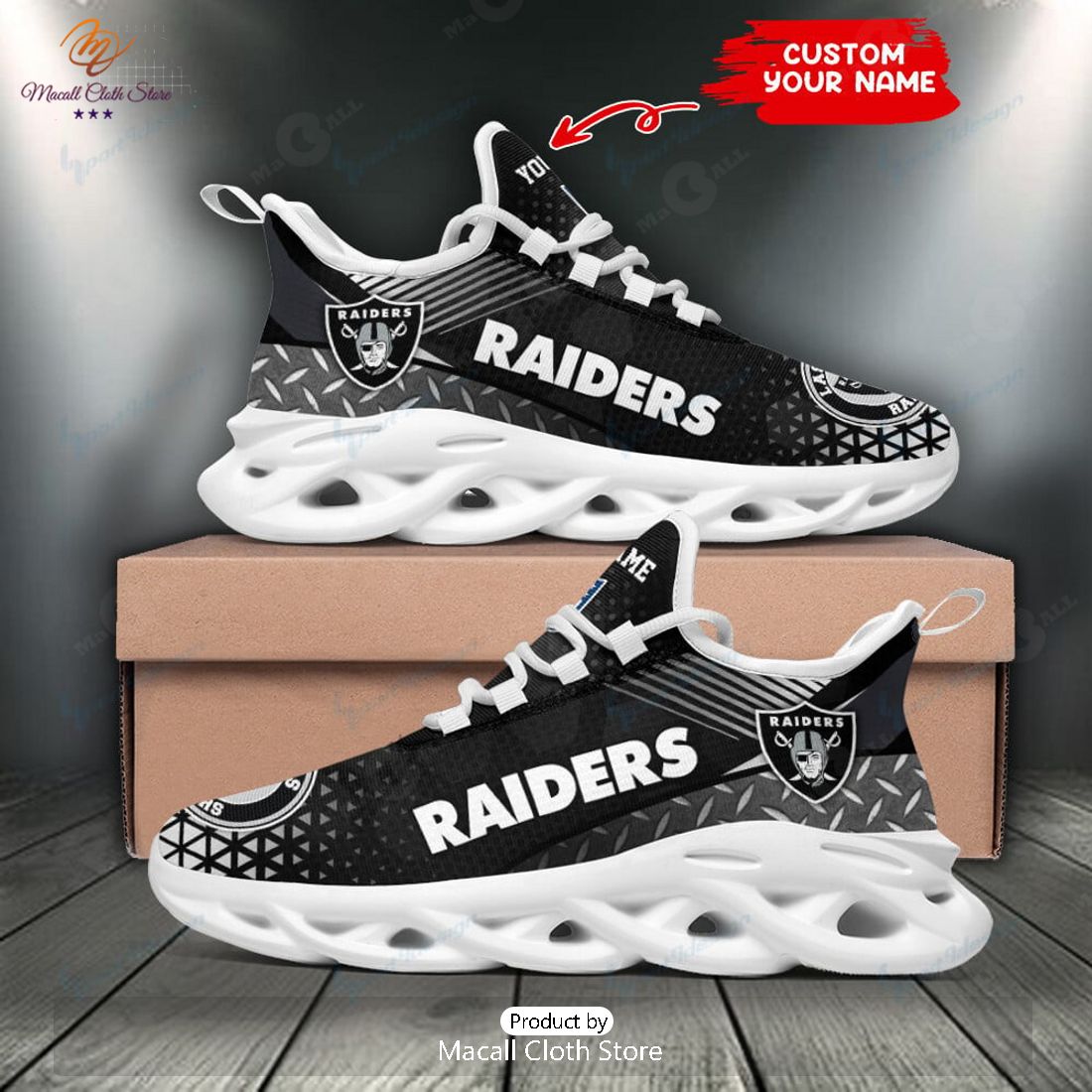 HOT Las Vegas Raiders Personalized Custom Running Max Soul Sneaker HOT Las Vegas Raiders Personalized Custom Running Max Soul Sneaker