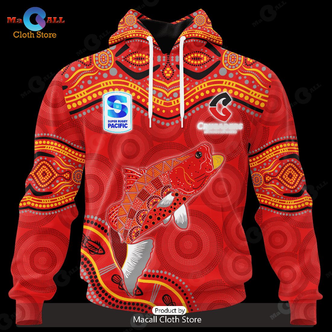 HOT Personalized Crusaders Indigenous Fishing Super Rugby Hoodie Sweatshirt 3D