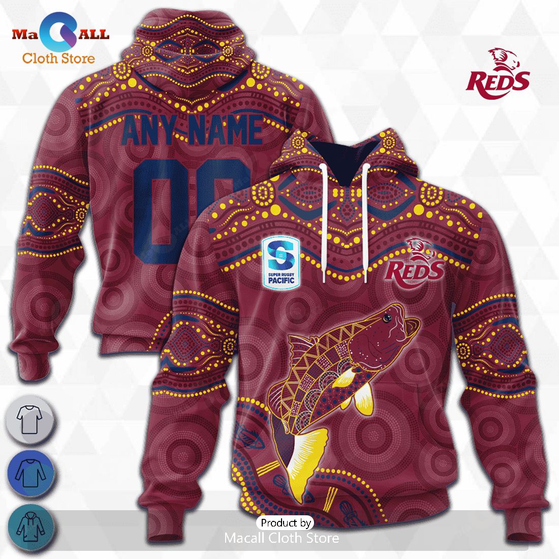 HOT Personalized Queensland Reds Indigenous Fishing Super Rugby Hoodie Sweatshirt 3D HOT Personalized Queensland Reds Indigenous Fishing Super Rugby Hoodie Sweatshirt 3D