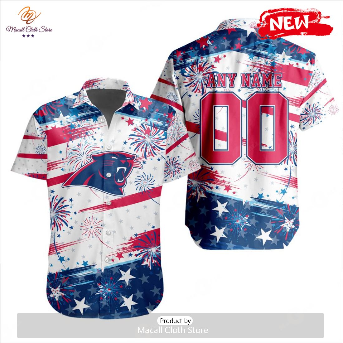 Personalized NFL Carolina Panthers Special Design For Independence Day 4th Of July Hawaiian Shirt