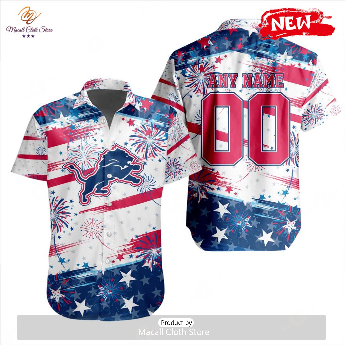 Personalized NFL Detroit Lions Special Design For Independence Day 4th Of July Hawaiian Shirt