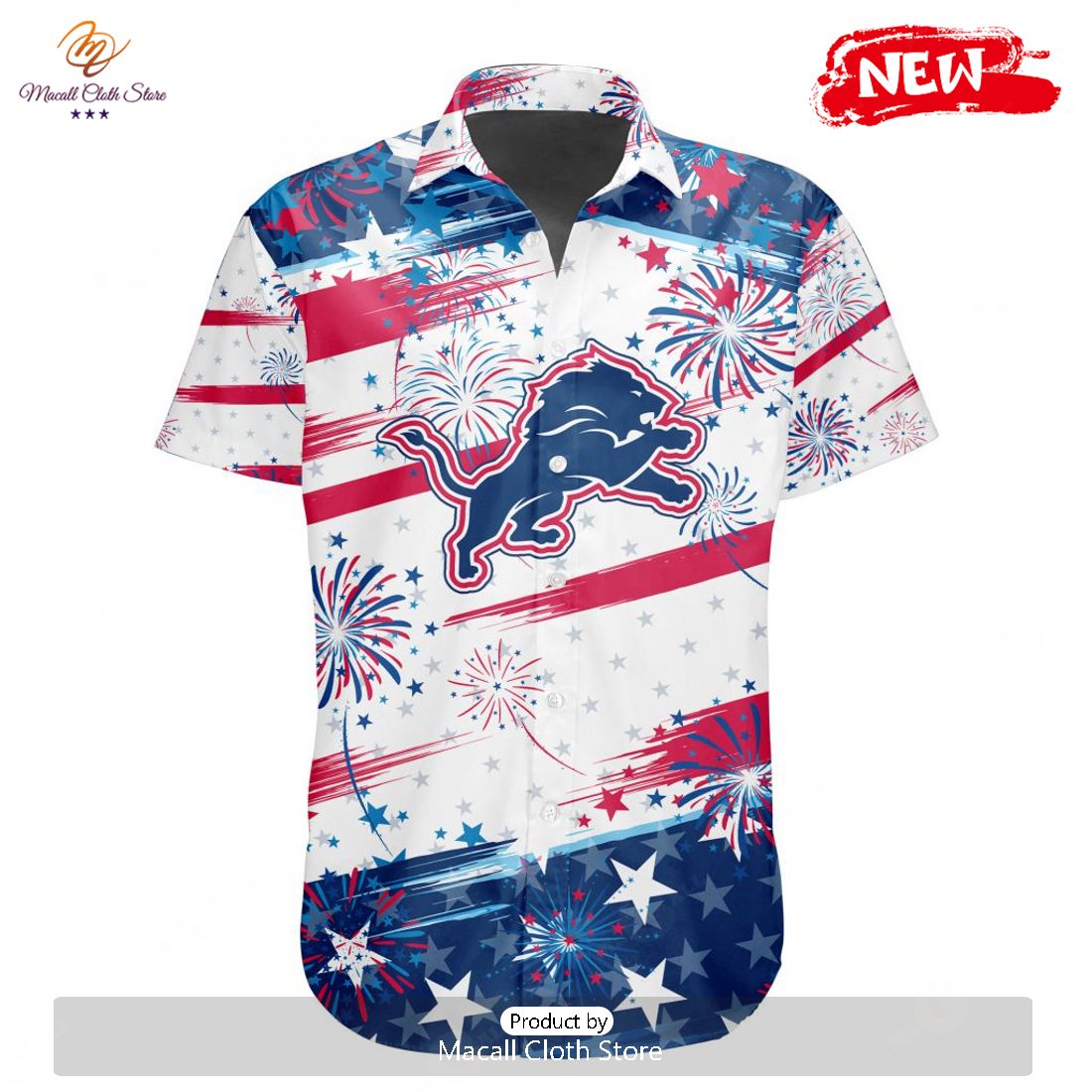 Personalized NFL Detroit Lions Special Design For Independence Day 4th Of July Hawaiian Shirt