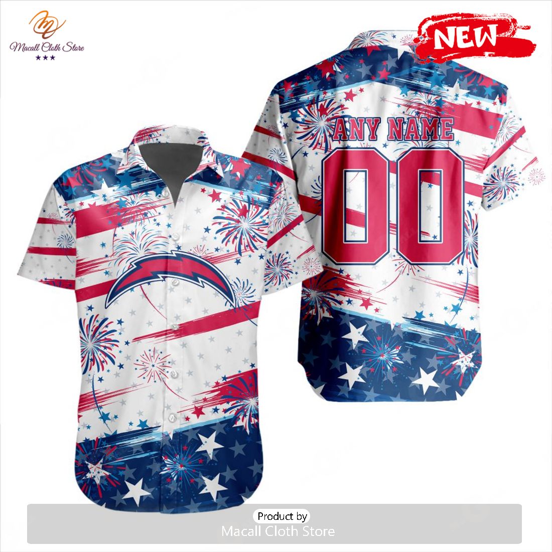 Personalized NFL Los Angeles Chargers Special Design For Independence Day 4th Of July Hawaiian Shirt Personalized NFL Los Angeles Chargers Special Design For Independence Day 4th Of July Hawaiian Shirt