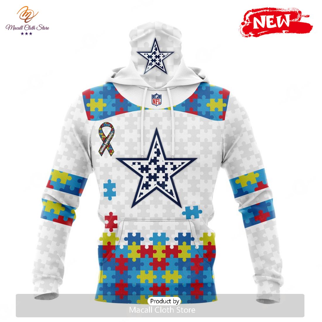 Personalized NFL Dallas Cowboys Special Autism Awareness Design Hoodie Sweatshirt 3D Personalized NFL Dallas Cowboys Special Autism Awareness Design Hoodie Sweatshirt 3D