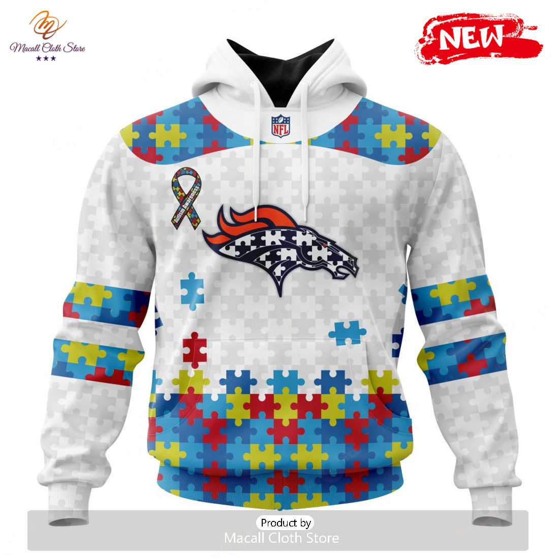 Personalized NFL Denver Broncos Special Autism Awareness Design Hoodie Sweatshirt 3D Personalized NFL Denver Broncos Special Autism Awareness Design Hoodie Sweatshirt 3D